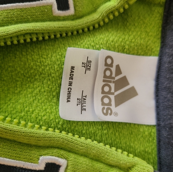 ADIDAS lime green and grey zip up hoodie - Picture 3 of 3